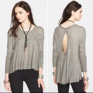 Free People Babydoll Boho Long Sleeve Medium Green